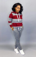 Women's Clothing Sweater Stitching Hooded Casual Sports Suit - Image 8