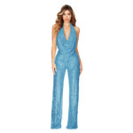 Summer Women's Sleeveless Halter Sequined Jumpsuit - Image 5