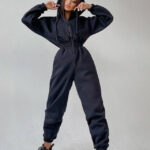 Casual Women Basic Hoodie Two Piece Sets Zipper Drawstring - Image 3