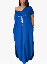 Letter Printed Super Loose Casual Maxi Dress - Image 2