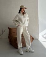 Y2K Winter Jogging Women Two Piece Set Female Zipper Coat Casual Pants Tracksuit Autumn Jacket Fashion Contrast Sport Wear Set - Image 7