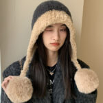 Fleece-lined Thickened Knitting Hanging Ball Woolen Cap Warm Ear Protection Knitted Hat - Image 7