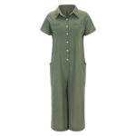 Women's Solid Color Casual Long-sleeved Mid-length Jumpsuit - Image 9
