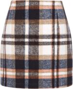 Women's High Waist Plaid Tight Pencil Wool Mini Skirt - Image 10