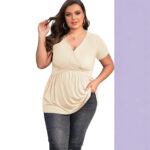 Women's Plus Size T-shirt V-neck Top - Image 3