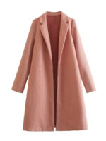 Women's Casual Woolen Lapel Non-buckle Overcoat Coat - Image 6