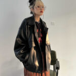 Women's Loose Pu Leather Short Retro Coat