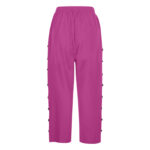 Casual Patchwork Button Cropped Pants For Women - Image 8