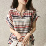 New Striped Shirt Women's Short Sleeve Loose - Image 3