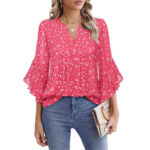 Lotus Leaf 34 Sleeve Top Solid Color Fashion - Image 8