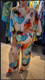 Indian Casual Round Neck Printed Satin Suit - Image 4