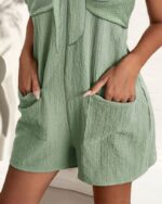 Women's Clothing Elegant Solid Color Metal Strap Pocket Short Casual Jumpsuit - Image 8