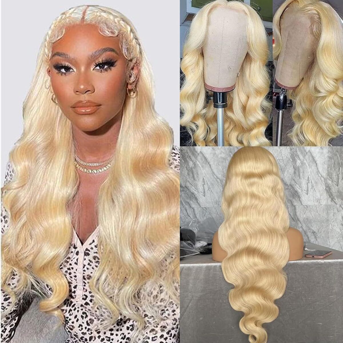 Former LACE Head Cap LACE FRONTAL WIG13x4 Straight 613 BLONDE Straight Hair - Image 4