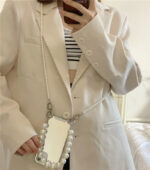 Crossbody Pearl Chain Frosty Mirror Phone Case