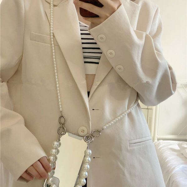 Crossbody Pearl Chain Frosty Mirror Phone Case