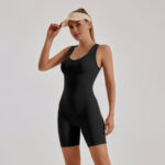 V-neck Skinny Jumpsuit With Crossover Beautiful Back Running With Chest Pad - Image 2