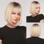 Gradual Golden Short Hair BOB Head Lifelike Chemical Fiber - Image 4