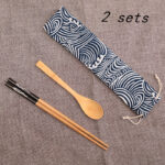 Wooden Chopsticks Spoon Set Travel Portable Tableware - Image 10