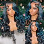 Blue Green Highlight Piano Color Big Wave Wig - Image 3