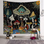 Polyester Skull Mushroom Tapestry Bedroom Atmosphere - Image 2