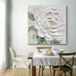 Cream Wind White Peony Flower Thick Texture Hand Drawn Oil Painting Hanging Painting - Image 4