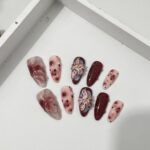 Blooming Hand-painted Three-dimensional Carved Mid-length Manicure Wear Nail - Image 6