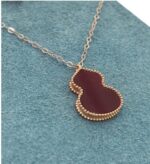 18k Gold Necklace Women's Classic Summer Adjustable Carnelian Clavicle Chain - Image 5