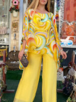 Summer New Colorful Chiffon Suit Casual Round Neck Printed Two-piece Suit - Image 6