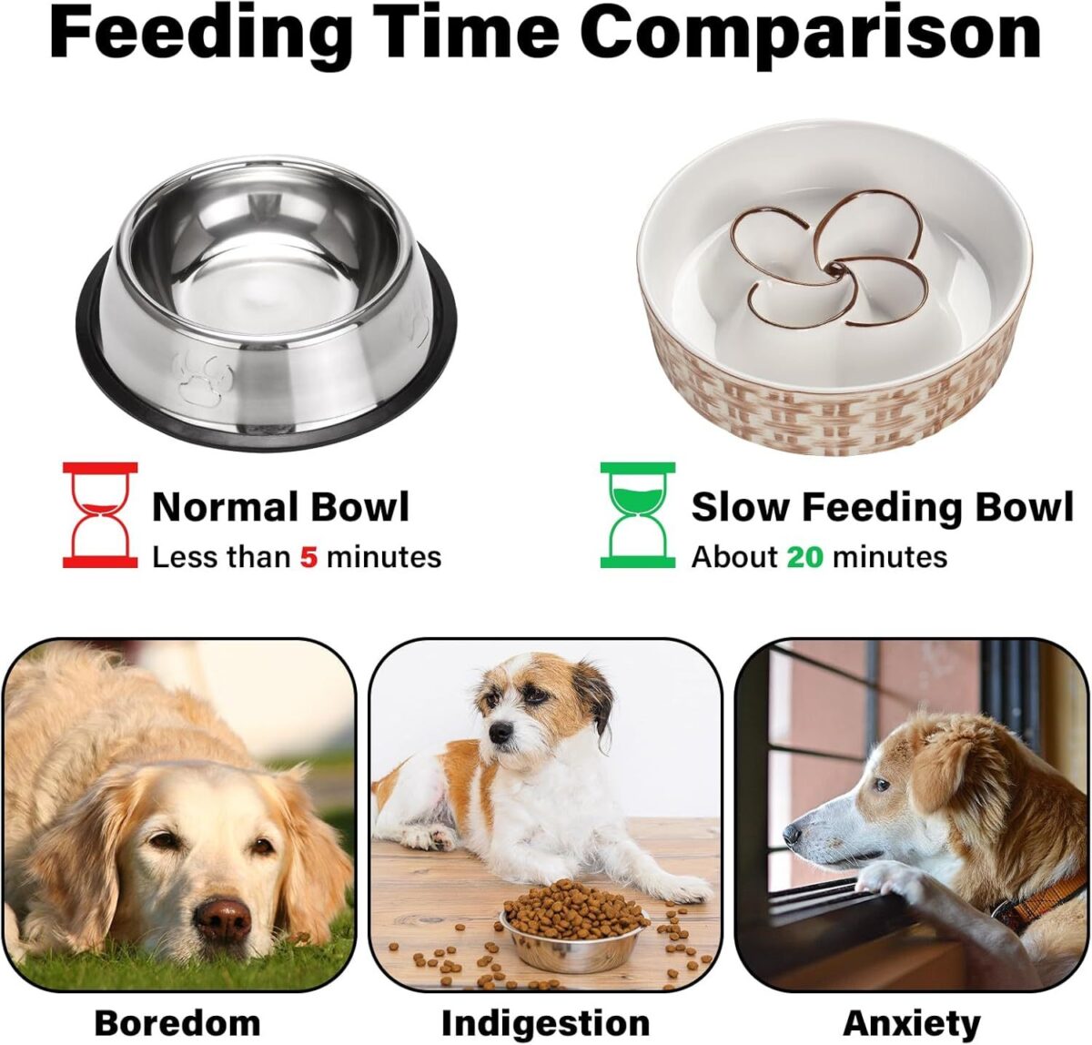 Ceramic Slow Feeder Dog Bowl Slow Feeder Dog Bowl For Medium Large Anti-Choking Slow Eating Dog Bowl Non Slip Dog Bowl Slow Feeder - Image 5