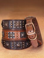 Anti Bite Cowhide Rivet Dog Collar - Image 2