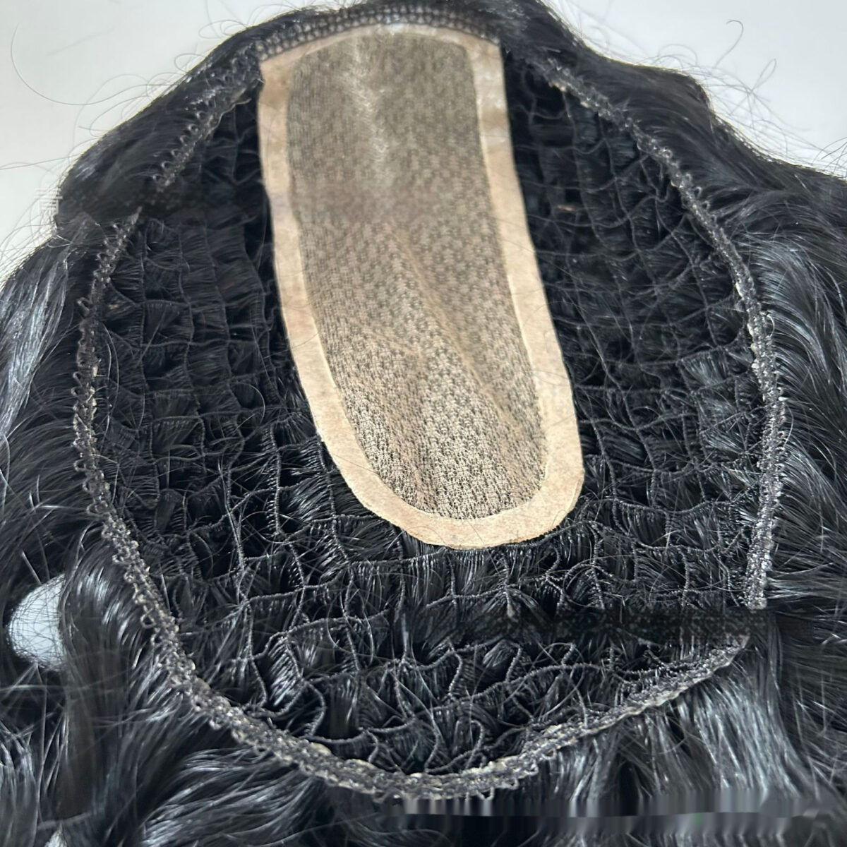 Large Hole Fishnet Artificial Scalp Seamless Hair Piece Wig - Image 2