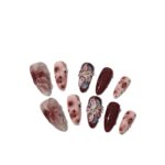 Blooming Hand-painted Three-dimensional Carved Mid-length Manicure Wear Nail - Image 5