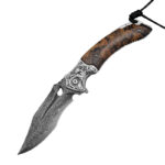 Outdoor Survival Camping Damascus Steel Folding Knife - Image 6