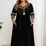 Comfortable Round Neck Fashion Elegant Contrast Color Short Sleeve Dress - Image 4