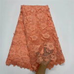 Water Soluble Lace With Sequins Embroidered Flower Texture Mesh Fabric - Image 2