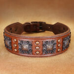 Anti Bite Cowhide Rivet Dog Collar