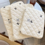 Cute Rhombus Embroidered Bow Notebook Storage Bag - Image 6