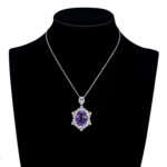 Geometric Denier Amethyst Pendant Sterling Silver Natural Gemstone Clavicle Chain Temperament Necklace - Image 6