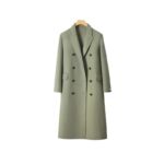 Socialite Style Matcha Green Woolen Coat For Women - Image 5