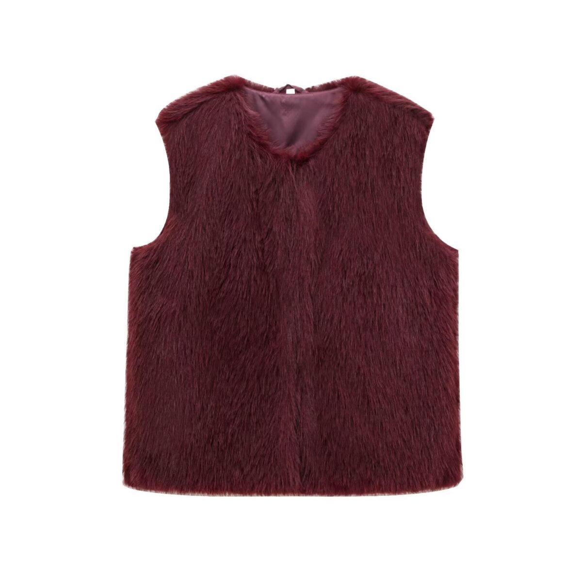 Women's New French Minority Faux Fur Sleeveless Crew Neck Vest - Image 4