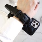 Apple Mobile Phone Case Women's Leather Net Red Wristband Limited Edition Black High-end Luxury New - Image 2