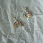9K Gold Exquisite Colorful Zircon Rainbow Shape Pendant - Image 3