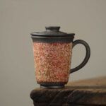 Japanese Style Rock Mine Office Hand-made Ceramic Tea Cup With Lid - Image 6