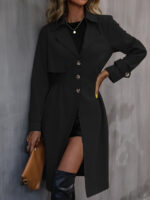Long Waist Cotton Fashion Jacket Long Sleeve Trench Coat - Image 7