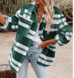 Plaid Button Flannel Woolen Shirt - Image 8