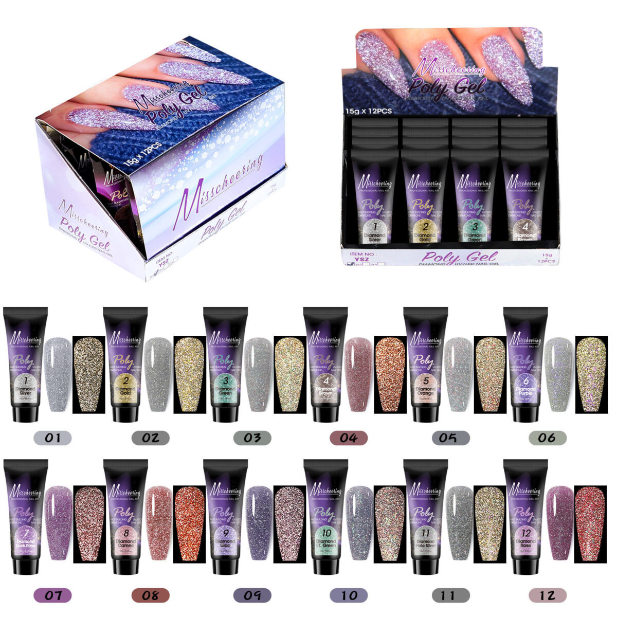 12 Color Extender Sequin Nail Enhancement Set - Image 5