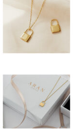 Small lock 925 silver sterling silver 18k gold necklace - Image 4