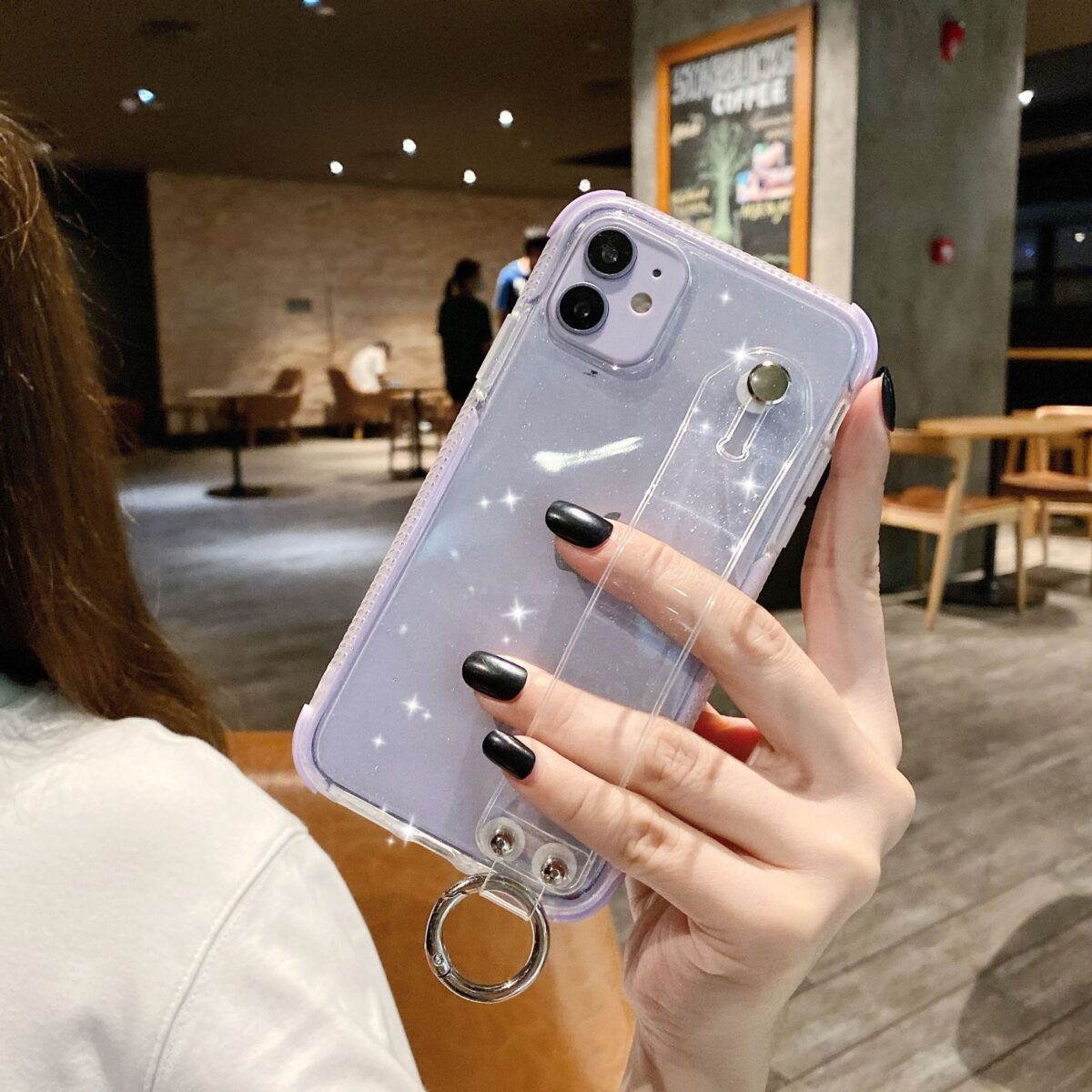 Compatible with Apple , Transparent flash powder anti falling mobile phone case - Image 1