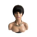 Short Straight Wig Women's Short Hair Head Cover Real Human Hair - Image 5