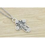 Sterling Silver Cherry Blossom Necklace Men's And Women's Vintage Cross Pendant - Image 2